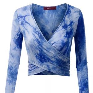 V- neck Crisscross long sleeve Crop Top